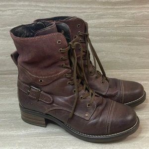 Taos Crave Brown Leather Combat Boot Womens EU 43 US 12